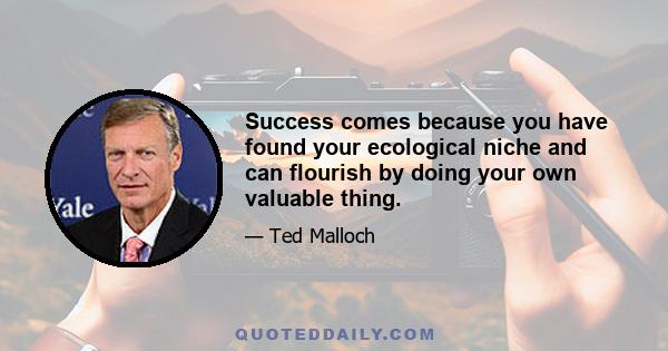 Success comes because you have found your ecological niche and can flourish by doing your own valuable thing.