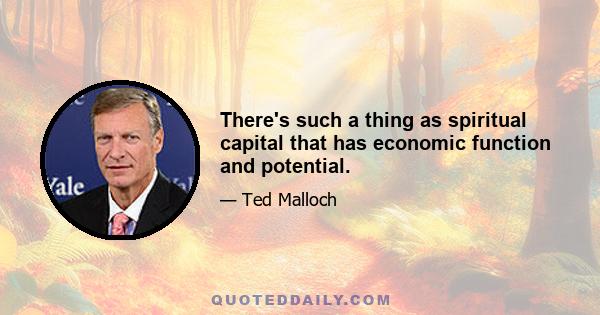 There's such a thing as spiritual capital that has economic function and potential.