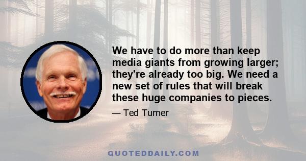 We have to do more than keep media giants from growing larger; they're already too big. We need a new set of rules that will break these huge companies to pieces.