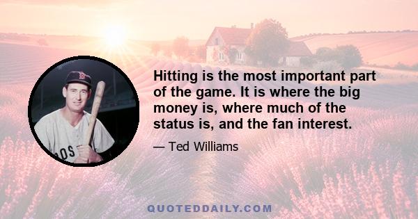 Hitting is the most important part of the game. It is where the big money is, where much of the status is, and the fan interest.