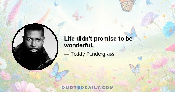 Life didn't promise to be wonderful.