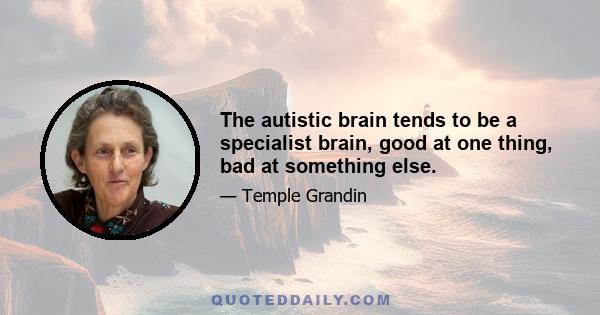 The autistic brain tends to be a specialist brain, good at one thing, bad at something else.