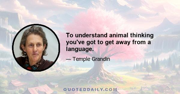 To understand animal thinking you've got to get away from a language.