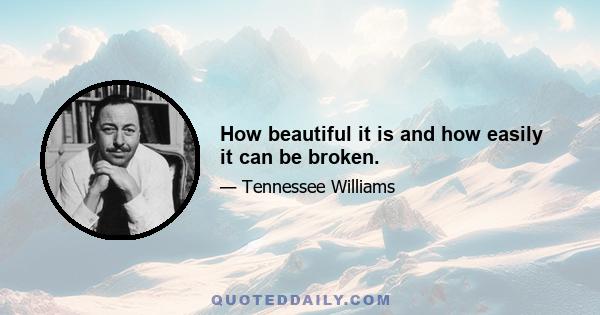 How beautiful it is and how easily it can be broken.