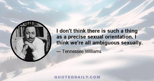 I don't think there is such a thing as a precise sexual orientation. I think we're all ambiguous sexually.