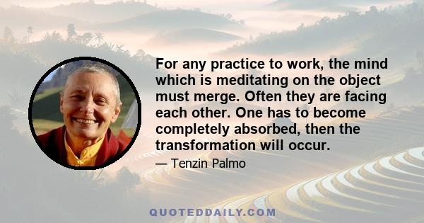 For any practice to work, the mind which is meditating on the object must merge. Often they are facing each other. One has to become completely absorbed, then the transformation will occur.