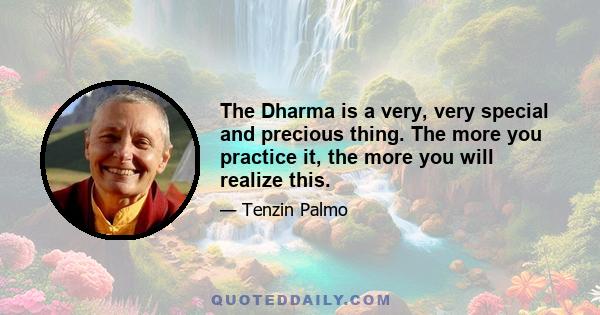 The Dharma is a very, very special and precious thing. The more you practice it, the more you will realize this.