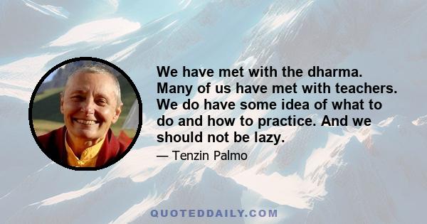 We have met with the dharma. Many of us have met with teachers. We do have some idea of what to do and how to practice. And we should not be lazy.