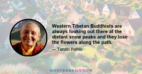 Western Tibetan Buddhists are always looking out there at the distant snow peaks and they lose the flowers along the path.