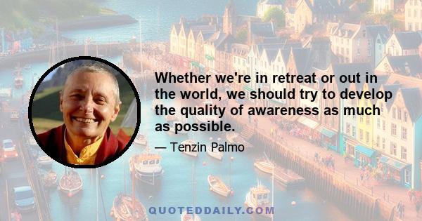 Whether we're in retreat or out in the world, we should try to develop the quality of awareness as much as possible.