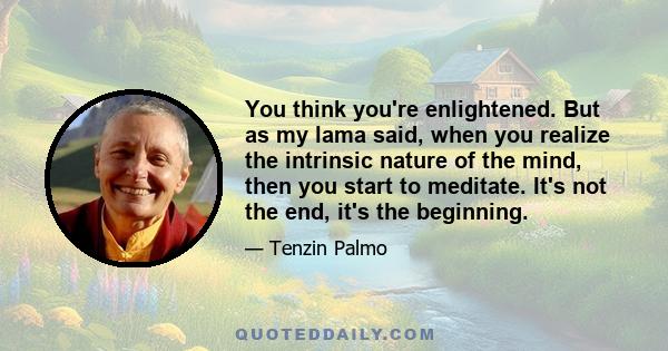 You think you're enlightened. But as my lama said, when you realize the intrinsic nature of the mind, then you start to meditate. It's not the end, it's the beginning.