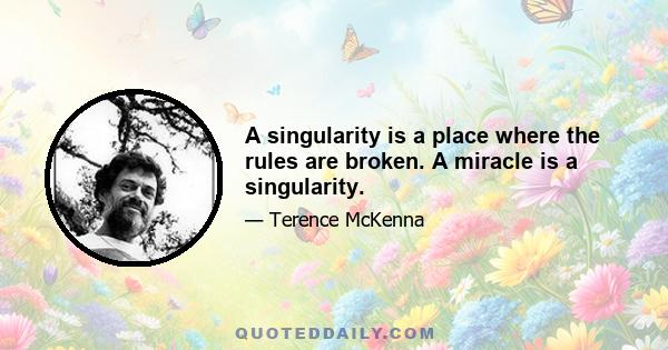 A singularity is a place where the rules are broken. A miracle is a singularity.