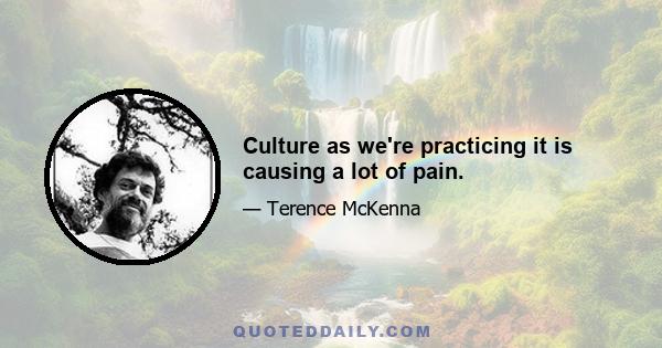 Culture as we're practicing it is causing a lot of pain.