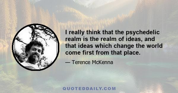 I really think that the psychedelic realm is the realm of ideas, and that ideas which change the world come first from that place.