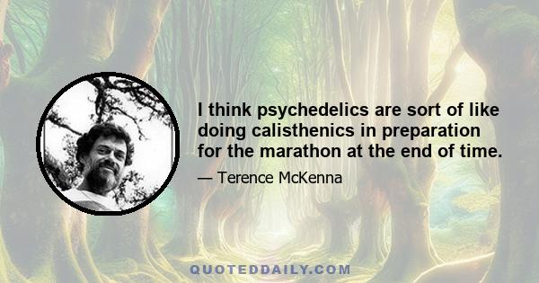 I think psychedelics are sort of like doing calisthenics in preparation for the marathon at the end of time.