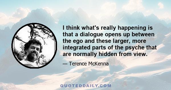 I think what's really happening is that a dialogue opens up between the ego and these larger, more integrated parts of the psyche that are normally hidden from view.