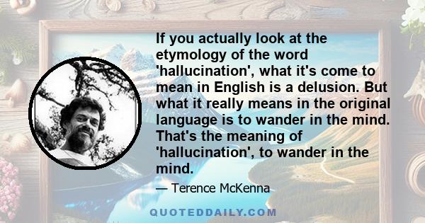 If you actually look at the etymology of the word 'hallucination', what it's come to mean in English is a delusion. But what it really means in the original language is to wander in the mind. That's the meaning of