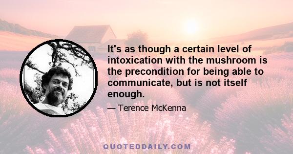 It's as though a certain level of intoxication with the mushroom is the precondition for being able to communicate, but is not itself enough.