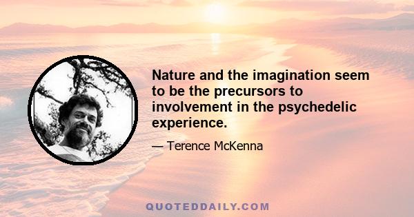 Nature and the imagination seem to be the precursors to involvement in the psychedelic experience.