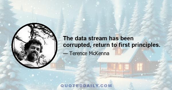 The data stream has been corrupted, return to first principles.