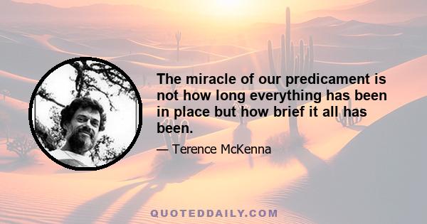 The miracle of our predicament is not how long everything has been in place but how brief it all has been.