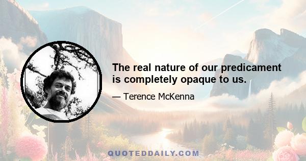 The real nature of our predicament is completely opaque to us.