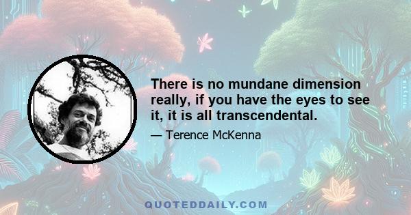 There is no mundane dimension really, if you have the eyes to see it, it is all transcendental.