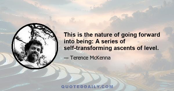 This is the nature of going forward into being: A series of self-transforming ascents of level.