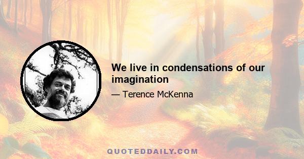 We live in condensations of our imagination