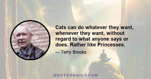 Cats can do whatever they want, whenever they want, without regard to what anyone says or does. Rather like Princesses.