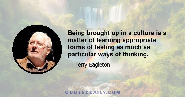 Being brought up in a culture is a matter of learning appropriate forms of feeling as much as particular ways of thinking.