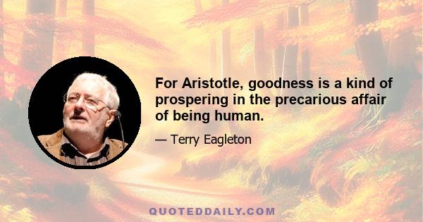 For Aristotle, goodness is a kind of prospering in the precarious affair of being human.