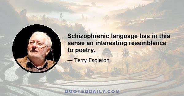 Schizophrenic language has in this sense an interesting resemblance to poetry.