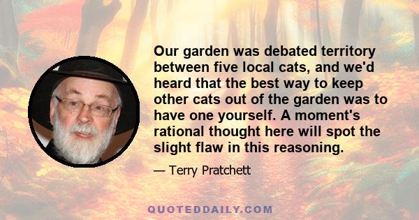 Our garden was debated territory between five local cats, and we'd heard that the best way to keep other cats out of the garden was to have one yourself. A moment's rational thought here will spot the slight flaw in