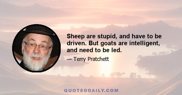 Sheep are stupid, and have to be driven. But goats are intelligent, and need to be led.