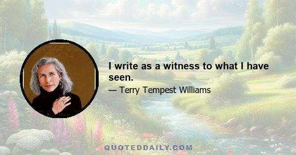 I write as a witness to what I have seen.