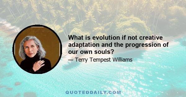 What is evolution if not creative adaptation and the progression of our own souls?