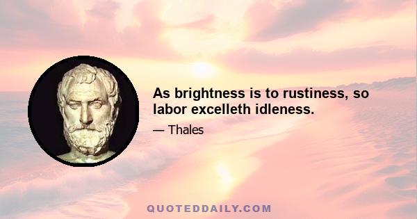 As brightness is to rustiness, so labor excelleth idleness.