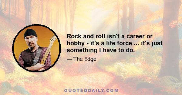 Rock and roll isn't a career or hobby - it's a life force ... it's just something I have to do.