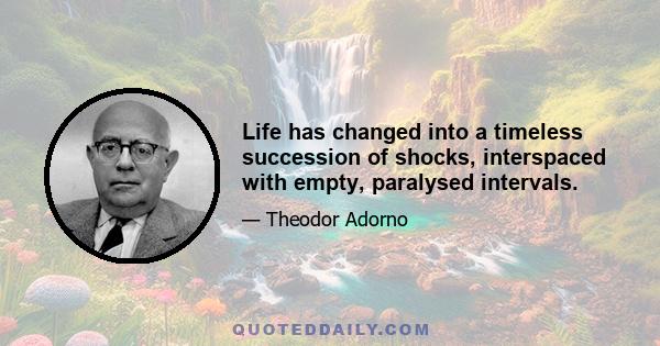 Life has changed into a timeless succession of shocks, interspaced with empty, paralysed intervals.