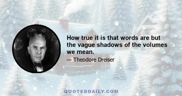 How true it is that words are but the vague shadows of the volumes we mean.