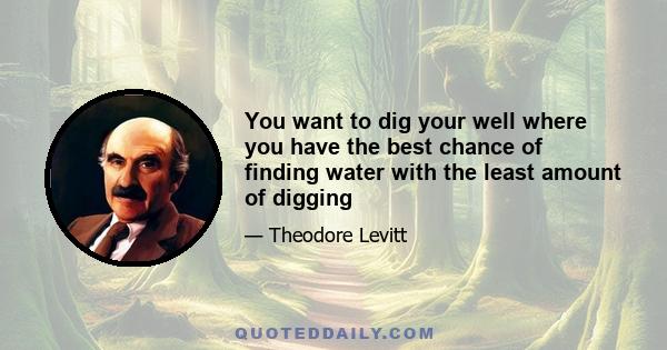 You want to dig your well where you have the best chance of finding water with the least amount of digging