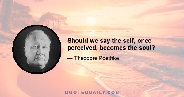 Should we say the self, once perceived, becomes the soul?