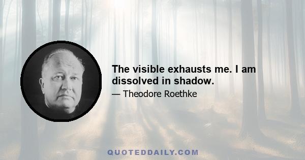 The visible exhausts me. I am dissolved in shadow.