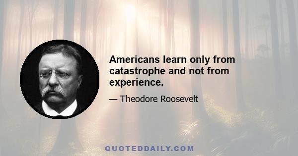 Americans learn only from catastrophe and not from experience.