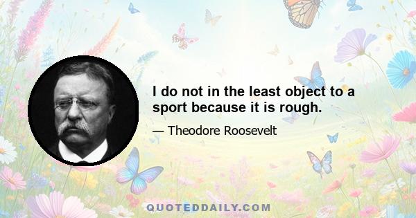 I do not in the least object to a sport because it is rough.