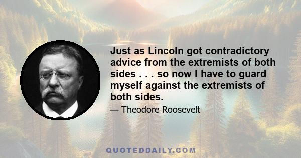 Just as Lincoln got contradictory advice from the extremists of both sides . . . so now I have to guard myself against the extremists of both sides.