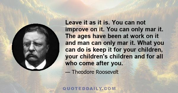 Leave it as it is. You can not improve on it. You can only mar it. The ages have been at work on it and man can only mar it. What you can do is keep it for your children, your children's children and for all who come