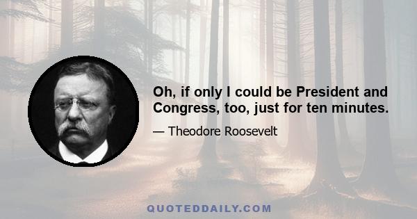 Oh, if only I could be President and Congress, too, just for ten minutes.