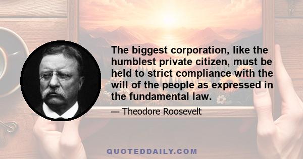 The biggest corporation, like the humblest private citizen, must be held to strict compliance with the will of the people as expressed in the fundamental law.